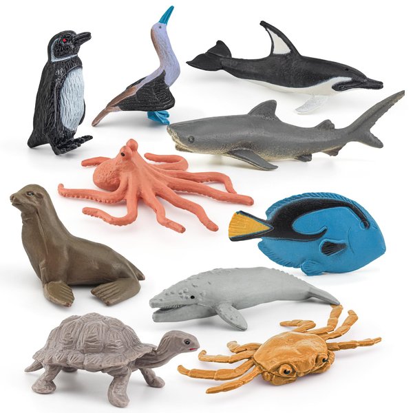 BRETOYIN Mini Sea Creatures Toys for Kids Pacific Ocean Animals Figures Marine Animal Toys 2-4 Inch Cake Topper Educational School Project for Kids Toddlers