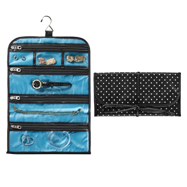 Conair Travel Jewelry Organizer, Travel Jewelry Bag with 6-Zippered Pockets in Black/White by Travel Smart