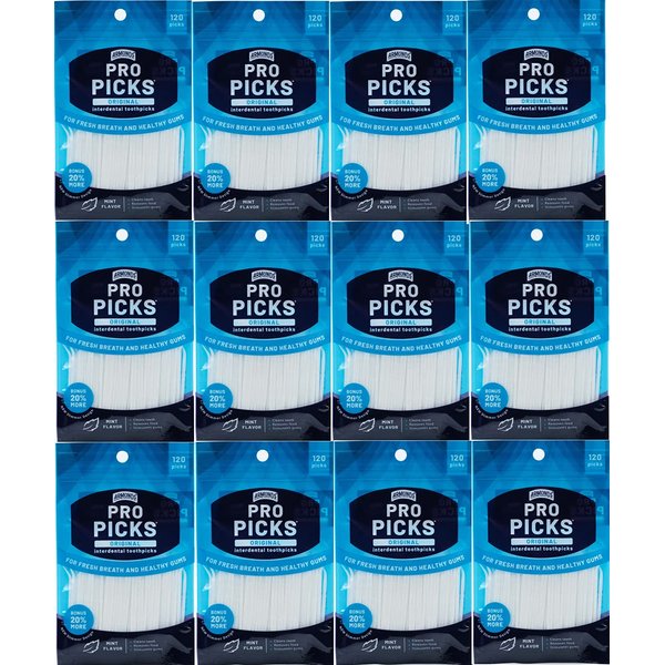 Armonds ProPicks Original Dental Picks for Teeth Cleaning - Disposable Plastic Toothpicks for Teeth & Gums - Cleans Teeth & Massages Gums - Fresh Mint Flavor - 6 Packages x 120 Interdental Tooth Picks
