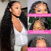 UVVUVV 13x6 Deep Wave Lace Front Wigs Human Hair 180% Density Deep Curly Lace Frontal Wigs Human Hair Glueless HD Lace Front Wigs Human Hair Pre Plucked with Baby Hair for Women 24Inch