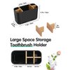 GFWARE Black Toothbrush Holder, Bamboo Toothbrush and Toothpaste Holder with Drainage, Electric Kids Matte Black Toothbrush Holders Set Organizer for Bathrooms Countertop Accessories Storage