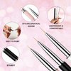 Makartt 3Pcs Nail Art Brushes, Thin Liner Brush Set with Shiny Diamond Handle & Caps, Acrylic Nail Brush Gel Nail Painting Brush Nail Drawing Brush for Nail Painting Nail Drawing Home DIY Salon Use