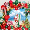 Merry Christmas Party Decorations Kit, Christmas Balloon Arch Garland Kit with Red Green Golden Candy Balloons, Summer Hawaiian Christmas Backdrop Banner,Tropical Beach Xmas Party Decors Supplies