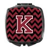 Caroline's Treasures CJ1052-KSCM Letter K Chevron Garnet and Black Compact Mirror Decorative Travel Makeup Mirror for Women Girls Gifts Pocket Makeup Mirror Folding Handheld