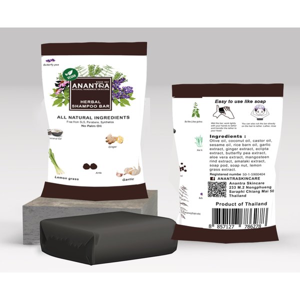 Anantra Herbal Shampoo Bar Revitalize Hair and Body with Zero-Waste Eco-Friendly Shampoo Bar, Infused with Natural Herbs for Anti-Hair Loss, Anti-Dandruff, Anti-Itching Peppermint-Citronella essential
