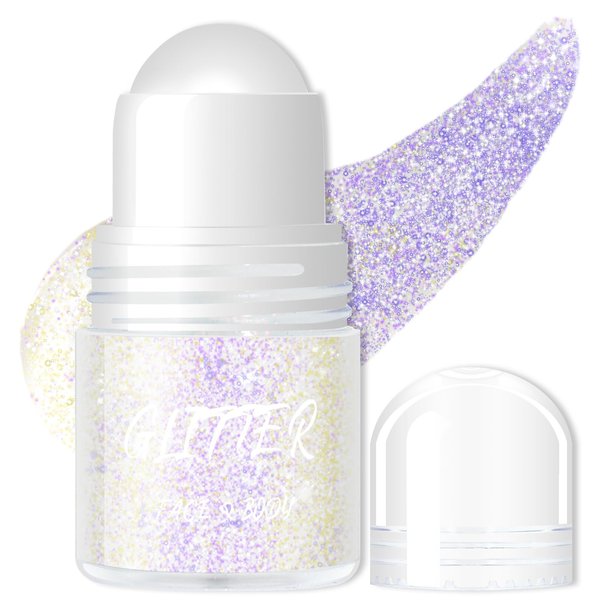 Wugbc Body Glitter Gel, Roll-on Face Glitter Neon Rave Hair Accessories, Holographic Makeup Festival Mermaid Shimmer Sequins Gift for Women Halloween Christmas Singer Concerts Disco Party, Neon Violet