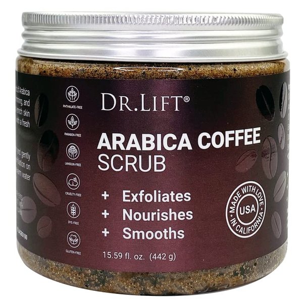 Arabica Coffee Scrub, 15.59 OZ - Moisturizing and Exfoliating Full Body Scrub for Women and Men - Made in the USA by Dr.Lift