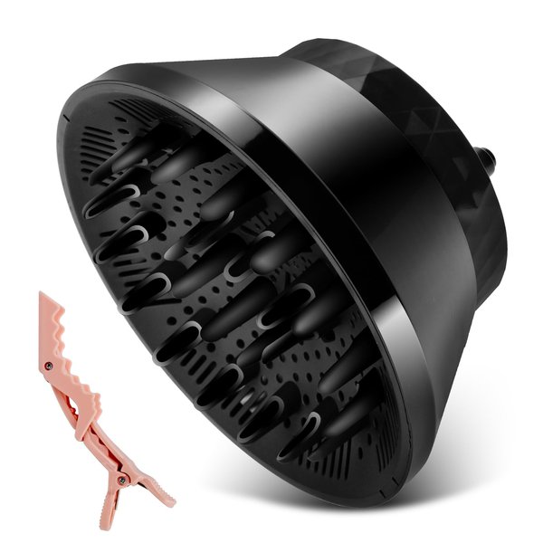 Bo'laiya Hair Diffuser for 1.5-Inch to 3.0-Inch Hair Dryer Nozzles for Curly and Wavy Hair, (BLACK)