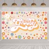 Groovy Party Backdrop Banner Hippie Birthday Two Groovy Party Decoration Daisy Flower Boho Party Photography Backdrop Groovy Party Supplies(6 x 3.6 ft)