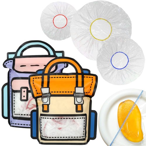 Food Grade, Super Strong Reusable Plastic Wrap Bowl Covers, Clear Transparent, Stretch Food Storage Covers with Elastic Band, Kitchen Wrap Seal Caps Lids