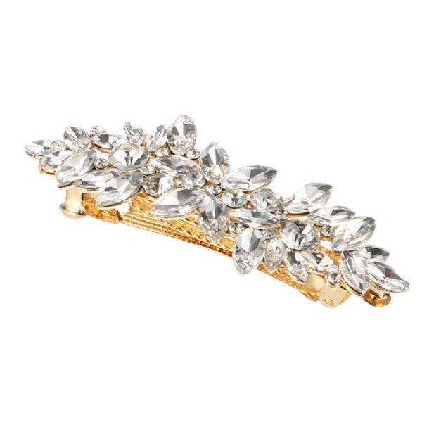 VOCOSTE Rhinestone Hair Clips, Flower Hair Barrettes, French Hairpins, Hair Clip, Sparkle Valentines Wedding Prom Accessories for Women Girls, Gold Tone