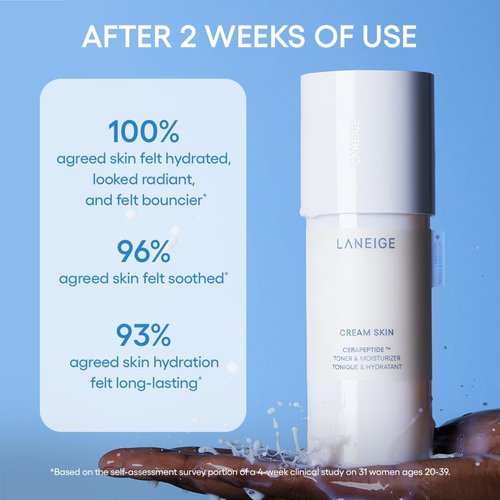 LANEIGE Cream Skin Toner & Moisturizer Refill with Ceramides and Peptides: Amino Acid, Nourish, Hydrate, Barrier-Boosting, Visibly Firm