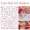 4 Sheets 3D Cartoon Nail Art Stickers Self-Adhesive Nail Art Supplies Kawaii Cute Nail Stickers Pink Bear Cat Designer Nail Charms Cute Nail Decals for Women Girls DIY Manicure Nail Decoration