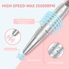 Portable Nail Drill Professional 35000 RPM, Rechargeable Electric Nail File Machine E File for Acrylic Nails Gel Polishing Removing, Cordless Efile with Bits Kit for Manicure Salon Home, Pink