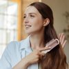 RHOS Folding Brush with Mirror for Women,Girls-Portable Mini Hair Brush for Purse,Small Pocket Hair Brush with Soft Nylon Bristles-Portable Brush with Mirror for Travel(Beige)