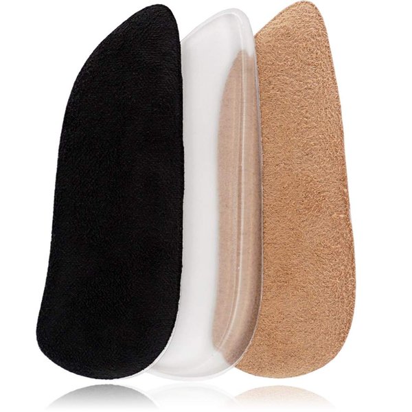 SQHT Orthotics Medial & Lateral Heel Wedge Silicone Insoles for Supination and Pronation, Corrective Adhesive Gel Shoe Inserts for Bow Legs, Foot Alignment, Knock Knee Pain (Transparent+Brown+Black)