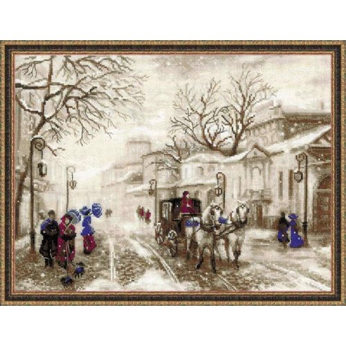 RIOLIS 1400 - Old Street - Counted Cross Stitch Kit 15¾" x 11¾" Zweigart 14 ct. Flaxen AIDA 18 Colors