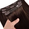 Clip In Human Hair Extensions,70g 7pcs Double Weft Silky Straight Dark Brown Real Human Hair Clip Ins 14inch 100% Human Hair Clip In Extensions