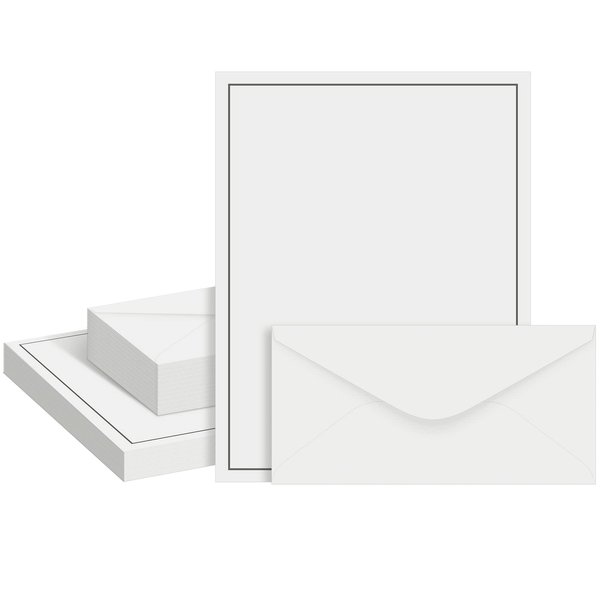 150 Sheets Vintage Stationery Paper and Envelopes Letter Set Includes 100 Vintage Paper Letter Writing Paper and 50 Vintage Envelope for School Office (Blank Style, 8.5 x 11 Inch)