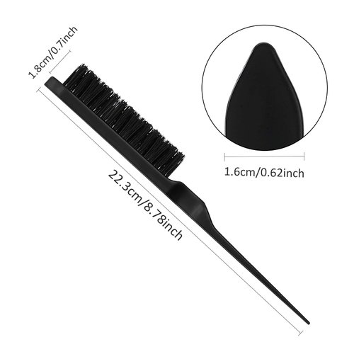 3 Pieces Hair Styling Comb Set, Includes Hair Brush Teasing Fluffy Hair Brush, Rat Tail Comb Teasing Comb and Triple Teasing Comb for Women Back Combing Hair (Black, Red and Black)
