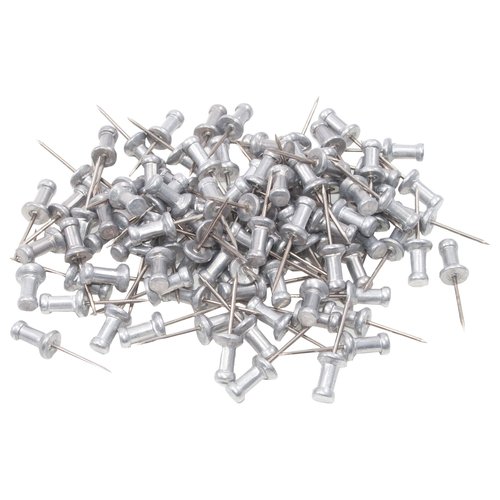 ADVANTUS Aluminum Head Push Pins, Steel 5/8-Inch Point, Silver, 100 per Box (CPAL5)