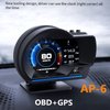 Shkalacar Car HUD Head Up Display AP-6, OBD+GPS Smart Gauge, High Definition Speedometer Car Diagnostic Tool Overspeed Fault Alarm for All Vehicles