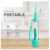 Cordless Water Flosser Non-Electric Portable, Manual Air Pressure Simple Operation, Bottle Strengthening Dental Oral Irrigator for Home & Travel, Green.