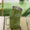 Bincoo 304 Stainless Steel Camping Cups Set of 2 - Enamel Coffee Mugs with Foldable Handles for Camping, Hiking, and Picnic, 10oz Capacity, Eco-Friendly and Sturdy. (Green)