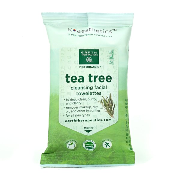Earth Therapeutics Tea Tree Makeup Remover Wipes - Travel Size - Tea Tree