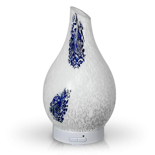AROMAR Essential Ultrasonic Oil Diffuser Cool Mist humidifier & Aromatherapy - Diffusers for Essential Oils with Auto Shut-Off and 7 Colors LED for Home and Office -100ml Hydria Abstract White & Blue