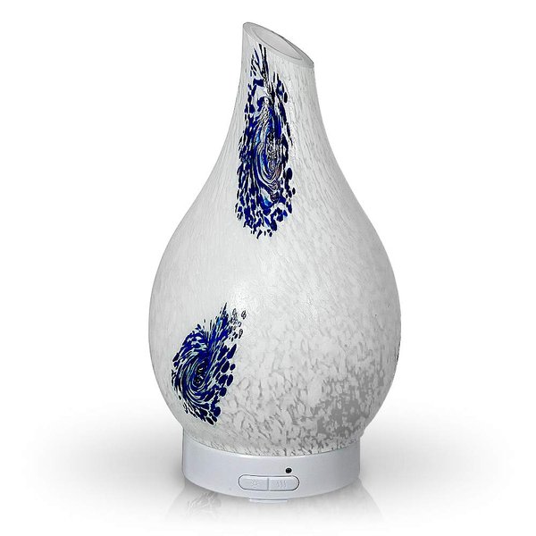 AROMAR Essential Ultrasonic Oil Diffuser Cool Mist humidifier & Aromatherapy - Diffusers for Essential Oils with Auto Shut-Off and 7 Colors LED for Home and Office -100ml Hydria Abstract White & Blue