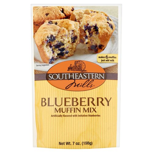 Southeastern Mills Blueberry Muffin Mix, Makes 6 Muffins Per Pouch, Just Add Milk, 7-Ounce Pouch (Pack of 2)