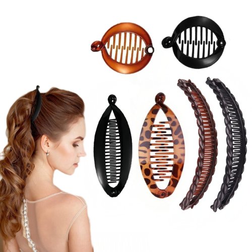 6pcs Banana Hair Clips,Vintage Hair Accessories Fishtail Fish Shape Ponytail Accessories for Thick Thin Hair for Women Girls