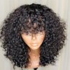 Short Bob Curly Human Hair Wigs with Bangs Wear and Go Glueless None Lace Front Human Hair Wigs for Black Women 180% Density Brazilian Unprocessed Virgin Kinky Curly Fringe Bang Wig Human Hair 14 inch