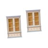 2 Pcs Dollhouse Bookshelf Cabinet Model Furniture Wooden Book Shelf Wood Storage Cabinet Dollhouse Cabinets 1 12 Scale Classic Wooden Mini Storage Display Cabinet Glass Beige