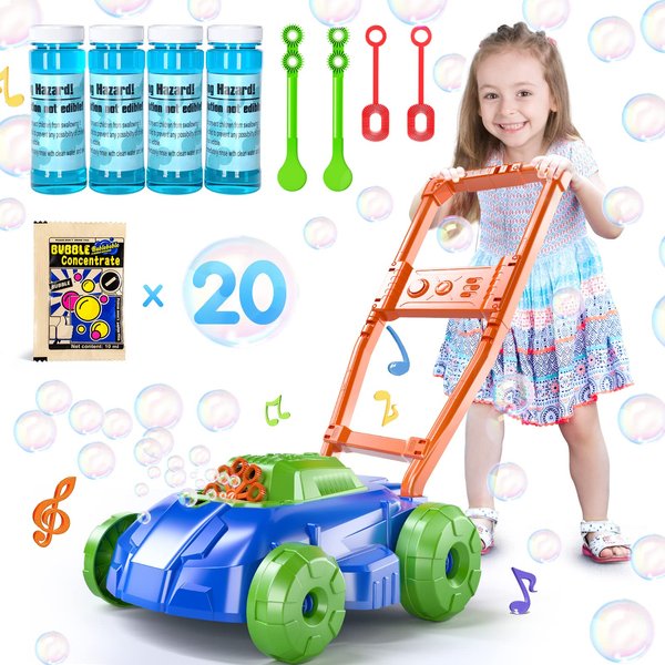 TEMI Bubble Lawn Mower Toys for Kids, Kids Outdoor Push Bubbles Machine Age 1-3 Boy Girl, Birthday Gifts Summer Outside Backyard Preschool Toy for 3 4 5 6 Year Old Toddlers