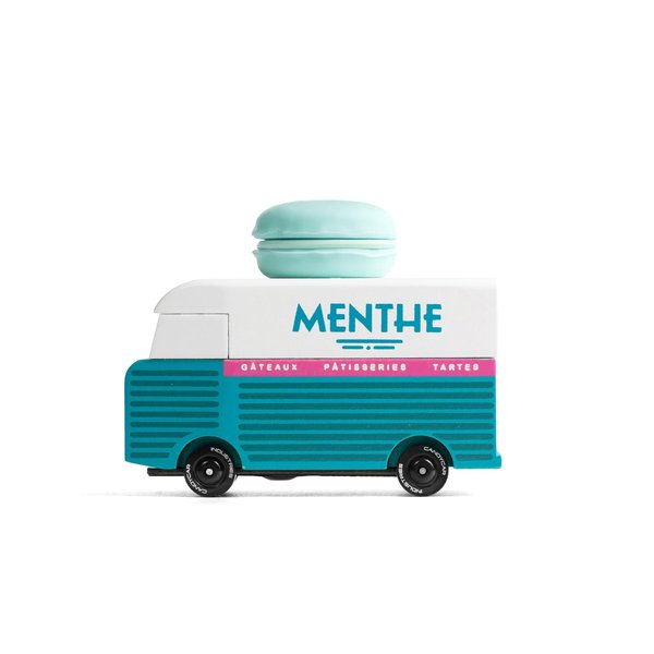 Candylab Toys CANDYCAR® Wooden Food Truck Collection - Menthe Macaron Van, Premium Handcrafted Beech Wood Toy Car