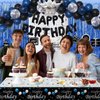 Blue Black Birthday Decorations for Men Boys, 71PCS Birthday Party Decorations for Women, Happy Birthday Banner Balloons Tablecloth Foil Fringe Curtains Hanging Swirls Bday Decor Supplies for Him