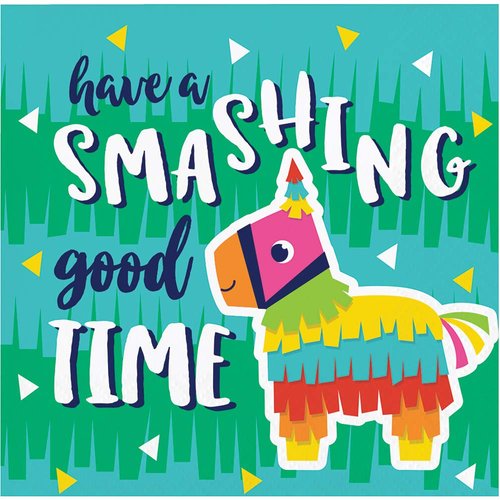 Creative Converting Fiesta Fun Piñata Beverage Napkins, 16 ct, Multicolor, 5"