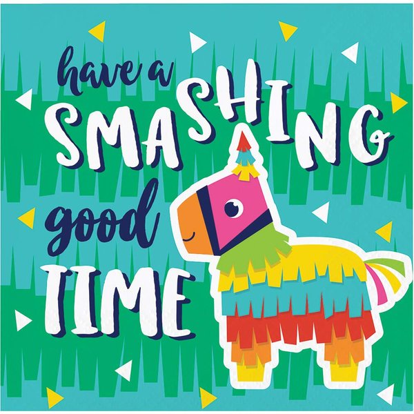Creative Converting Fiesta Fun Piñata Beverage Napkins, 16 ct, Multicolor, 5"