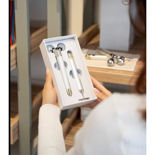 CHADO Duo Electric Facial Massage - 3D Roller & T Bar, Rejuvenating Lymphatic Drainage, Anti-Puffiness, Skin Tightening, Home Spa Experience Skin Care Tools