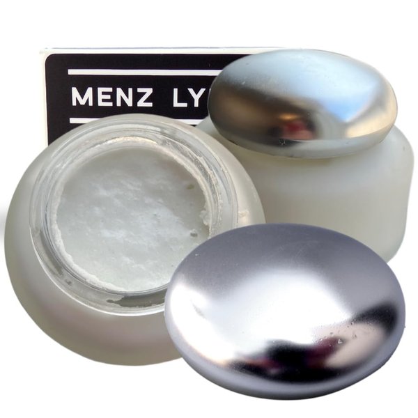 Menz Lyfe Men's Exfoliating & Moisturizing Cream with Papaya Enzyme Vitamins B5 E A, Mineral Crystals Anti-Aging, Anti-Wrinkle Hydrating Paraben-Free Vegan EU Compliant 2oz Glass Jar