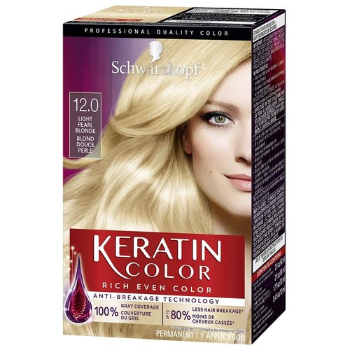 Schwarzkopf Keratin Color Permanent Hair Color Cream, 12.0 Light Pearl Blonde