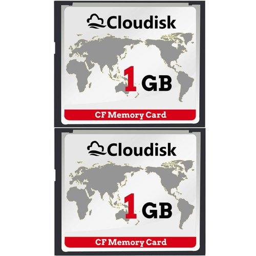 Cloudisk 2-Pack Compact Flash Card 1GB CF 2.0 Card Performance for DSLR Camera, Vintage Digital Camera and Industry Equipment (1GB CompactFlash)