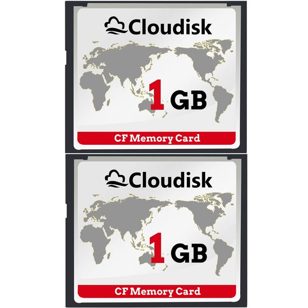 Cloudisk 2-Pack Compact Flash Card 1GB CF 2.0 Card Performance for DSLR Camera, Vintage Digital Camera and Industry Equipment (1GB CompactFlash)