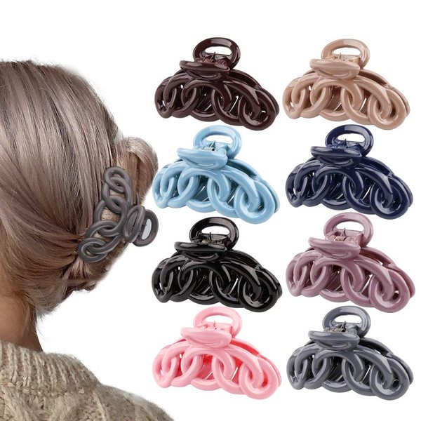 Canitor Hair Clips for Thin Hair 8PCS Hair Claw Clips for Thin Hair Women Medium Banana Clips Hair Clips for Women Non-slip Vines Twining French Design Barrettes for Women