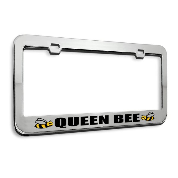 Speedy Pros Metal License Plate Frame Queen Bee Chrome Tag Border Car Accessories Chrome 2 Holes 1 Frame