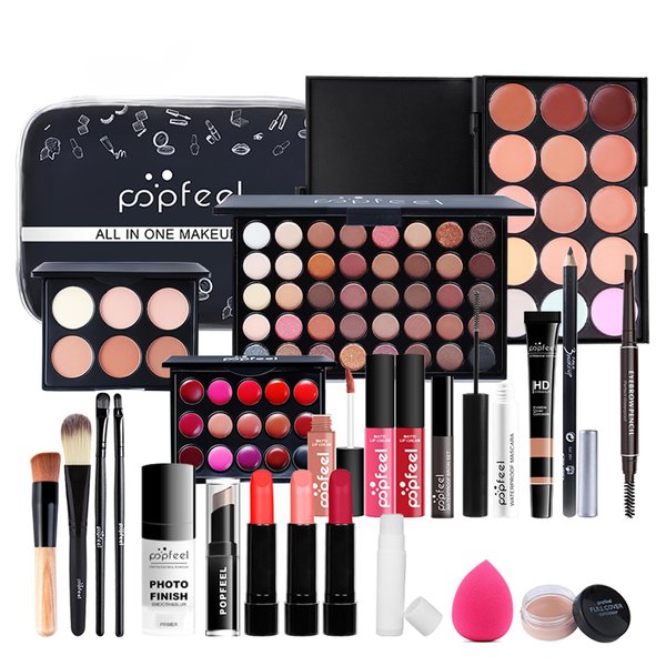 SupeL All in One Makeup Kit For Beginners Full Kit, Full Makeup Kit For Teen Girls, Makeup Gift Set, Include Eyeshadows, Concealer, Cosmetic brush, Lip Gloss, Lipstick, Powder puff, Mascara -005