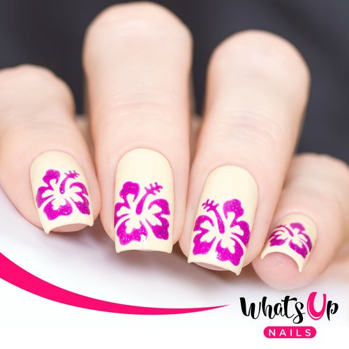 Whats Up Nails - Hibiscus Nail Vinyl Stencils for Nail Art Design (1 Sheet, 20 Stencils)