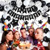 Miidenks 26th Birthday Decorations for Men Women, Black White and Silver Happy 26 Birthday Party Decorations Set with Birthday Balloons 26 Birthday Banner Star Black Cake Topper for Him Her